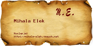 Mihala Elek névjegykártya